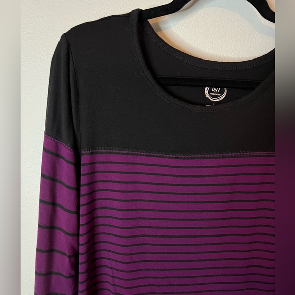 Maurices Black and Purple Striped 3/4 Sleeve Top - Picture 3 of 4